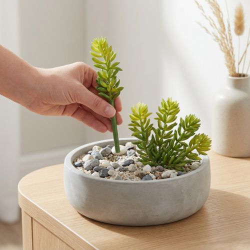 Article Fleurs succulentes artificielles pour une décoration facile d'entretien des espaces de vie et de bureau, 15 cm, lot de 6