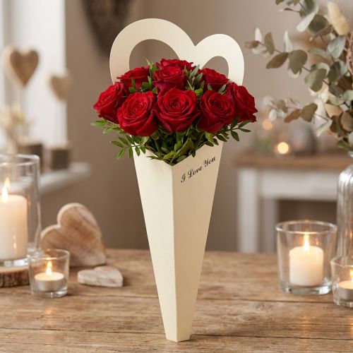 Sac à fleurs roses emballage cadeau crème 46cm 12 pcs | Floristik24.be