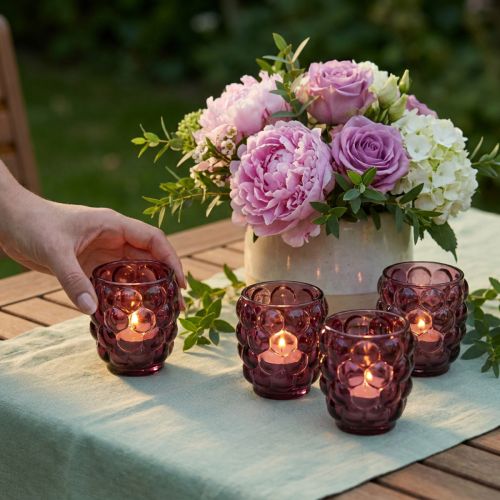 Porte-bougies chauffe-plat en verre Berry, décoratif, Ø9 cm, H9,5 cm, lot de 4 | Floristik24.be