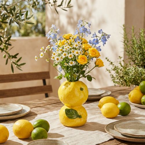 Article Vase à fleurs citron vase en céramique décoration méditerranéenne H13cm