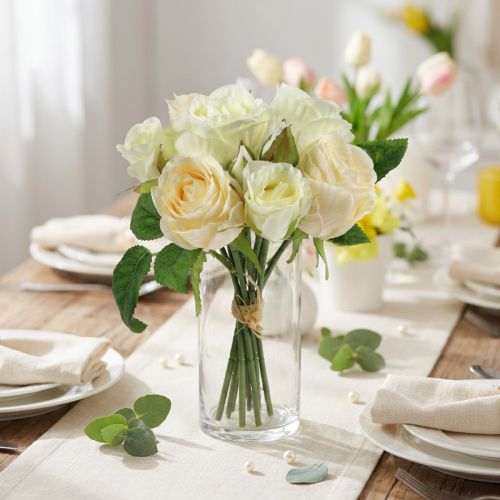 Bouquet de roses crème 26cm | Floristik24.be