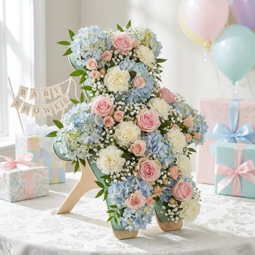 Article Figurine d'ours en mousse florale avec support, 48,5 cm x 42 cm, H 5 cm, 1 pièce