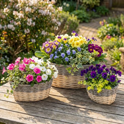 Panier en osier à planter Jardinière L29/33/38cm lot de 3 | Floristik24.be