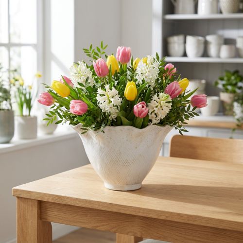 Article Pot de fleurs en céramique, pot de fleurs, pot de fleurs blanc Ø19cm