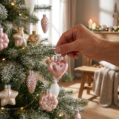 Boules de Noël en verre en couleurs pastel - Lot de 12 | Floristik24.be