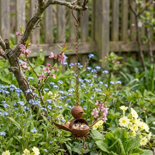 Mangeoire de jardin en métal oiseau grille décoration 13cm | Floristik24.be