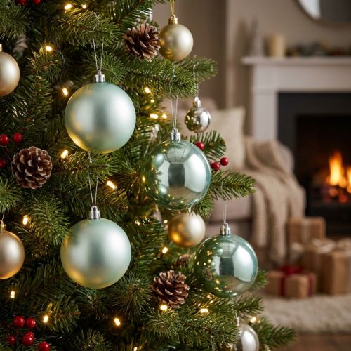 Boule de Noël incassable vert clair assorti Ø10cm 4 pcs | Floristik24.be