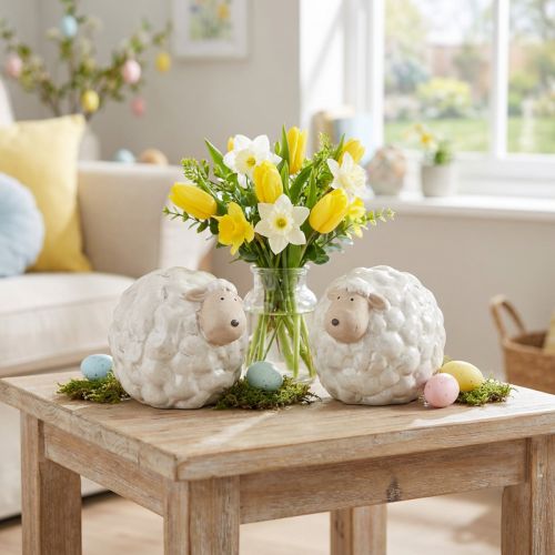 Moutons décoratifs, un élément de décoration convivial pour le salon et le jardin, 11 cm, lot de 2 | Floristik24.be
