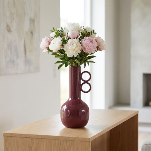 Vase moderne et artistique à long col et anses rondes, idéal pour les intérieurs élégants, 24 cm | Floristik24.be