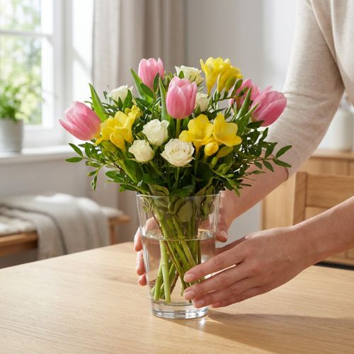 Vase en verre clair Ø8cm H11cm pour décoration de table | Floristik24.be