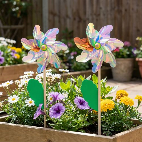 Fleur de moulinet irisée avec moulin à vent à feuilles Ø17,5cm 2pcs | Floristik24.be