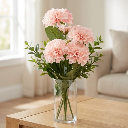 Article Dahlia artificiel fleurs artificielles rose avec 5 fleurs 50cm