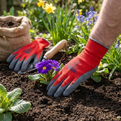Gants de jardin en nylon Kixx taille 10 rouge, gris | Floristik24.be
