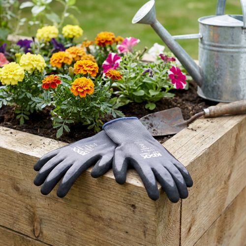 Gants de jardinage Taille 8 EN 2121X Gris Noir Bleu Nylon | Floristik24.be