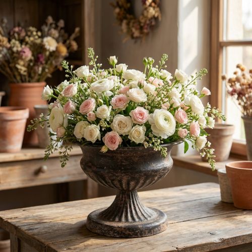 Coupe Plante Calice Aspect Antique Noir Marron Ø20cm H15cm | Floristik24.be