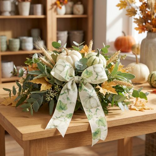 Ruban cadeau citrouille vert automne 40 mm 15 m | Floristik24.be