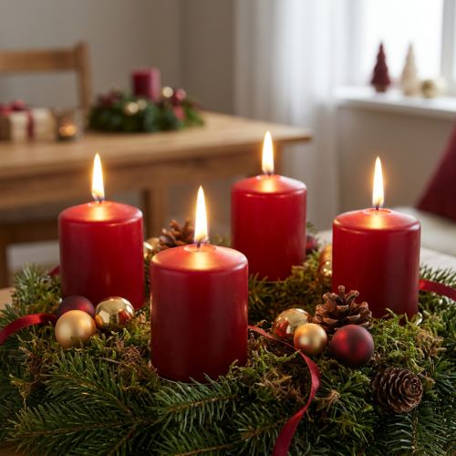 Bougie pilier 70/60 vieux rouge 16 pcs | Floristik24.be