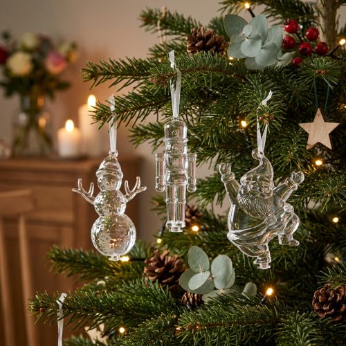 Article Figurines de Noël décoration d'hiver à suspendre transparente H10cm 3pcs