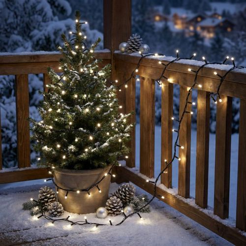 Guirlande lumineuse riz LED années 80 6m pour extérieur noir/blanc | Floristik24.be