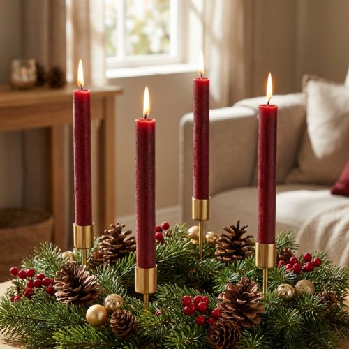 Bougies coniques unies, rouge