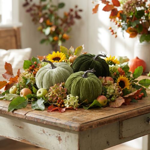 Article Décoration d'automne citrouille vert clair vert vert foncé Ø13cm 3 pcs
