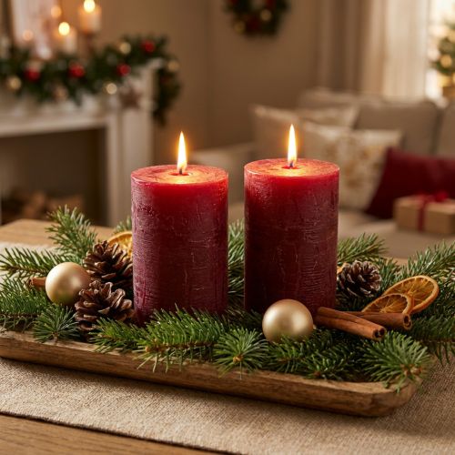 Bougies colorées unies rouge foncé 85x120mm 2pcs | Floristik24.be