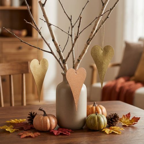Article Décoration à suspendre déco coeurs à suspendre orange/jaune 15cm 6pcs