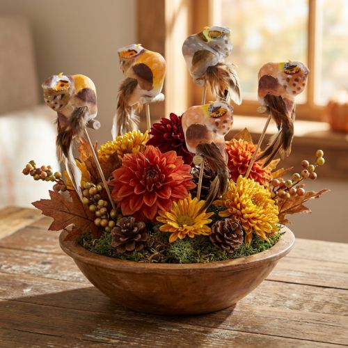 Bouchon déco hibou, décoration florale, hibou avec plumes H5,5cm 6pcs | Floristik24.be