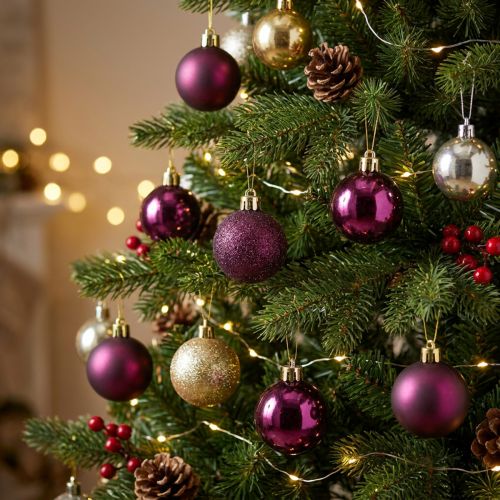 Mini boules de Noël en plastique violet Ø3cm H3,5cm 14 pcs | Floristik24.be