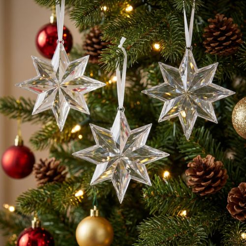 Suspendus étoiles 15 cm transparentes en plastique - Set de 6 | Floristik24.be