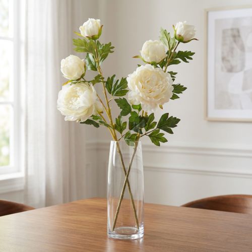 Pivoines artificielles à 3 fleurs Blanc crème 81cm 2pcs | Floristik24.be
