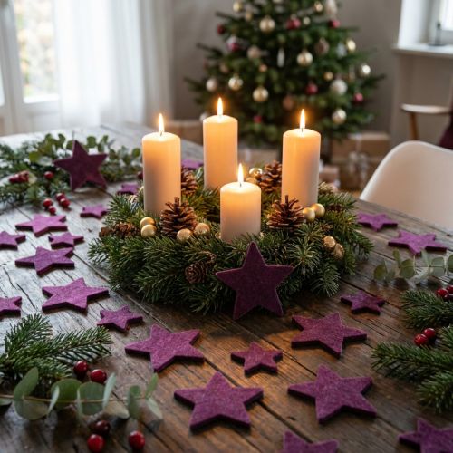 Étoiles de décoration dispersées étoiles en velours floquées baie violette 4/5cm 40pcs | Floristik24.be