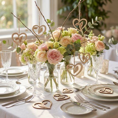 Décoration coeurs en bois à suspendre coeurs de décoration en bois 5,5 cm 36pcs | Floristik24.be