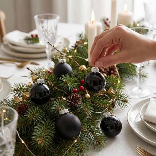 Boules de Noël noires en verre mini mat brillant Ø3cm 22 pcs | Floristik24.be