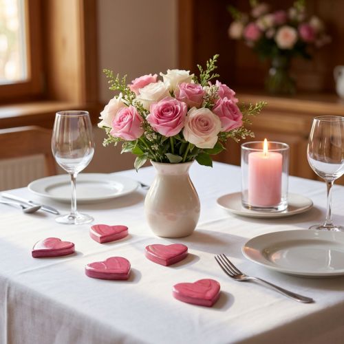 Coeurs en bois coeurs décoratifs rose décoration dispersée brillante 4,5 cm 8 pcs | Floristik24.be