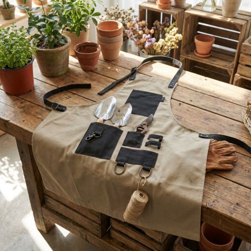Tablier de sac à outils de jardin Tablier de jardin kaki 83×85cm | Floristik24.be