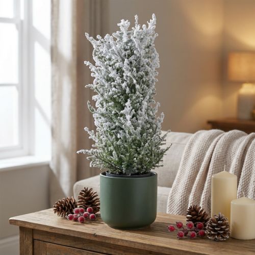 Genévrier artificiel en pot plante artificielle enneigée H47cm | Floristik24.be