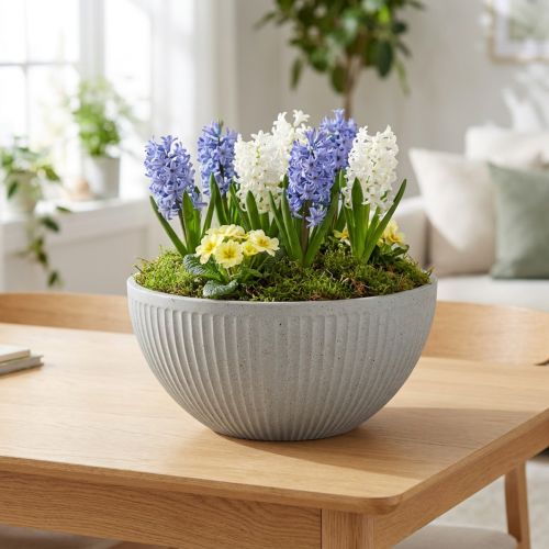 Jardinière en plastique gris chiné, Ø35cm, H16,5cm | Floristik24.be