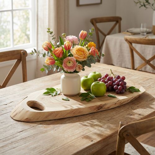 Plateau en bois d'acacia à bord naturel, L 36–45 cm, l 15–21 cm | Floristik24.be