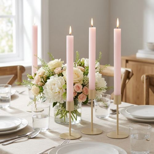 Bougies coniques rose clair bougies de couleur unie rose 34x240mm 4 pcs | Floristik24.be