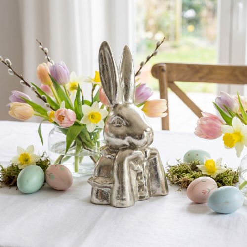 Lapin de Pâques décoratif Buste de lapin décoratif en céramique dorée H23,5 cm | Floristik24.be