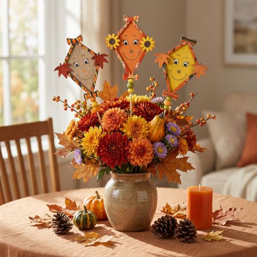 Dragons décoratifs, piquets en bois pour l'automne, décoration automnale, bois, 33,5 cm, lot de 6 | Floristik24.be