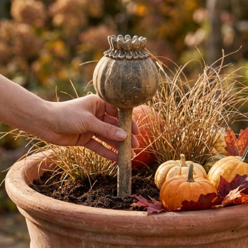 Décoration pierre artificielle coquelicot décoration antique marron Ø13cm L37.5cm | Floristik24.be