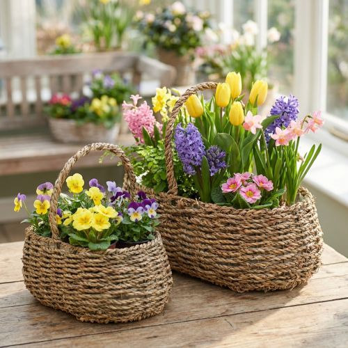 Panier à plantes avec anse panier à fleurs L23/35cm lot de 2 | Floristik24.be