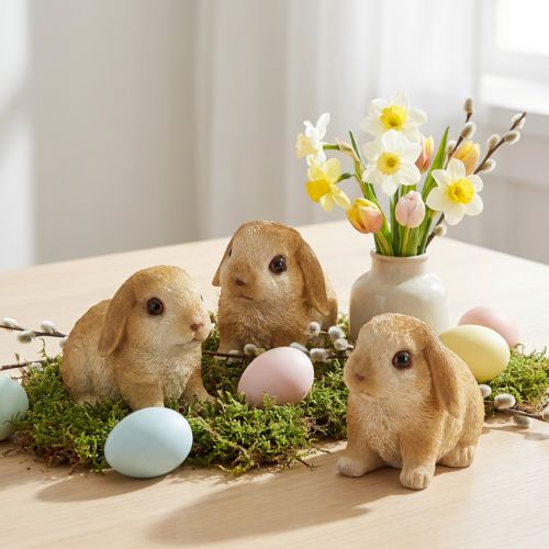 Petit lapin de Pâques décoratif en polyrésine 9 × 6 × 6,5 cm, 3 pièces | Floristik24.be