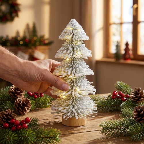 Mini sapin de Noël illuminé LED sapin avec neige 28cm | Floristik24.be