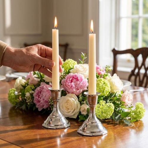 Bougeoir métal argenté bougeoir bâton H9,5cm 2pcs | Floristik24.be