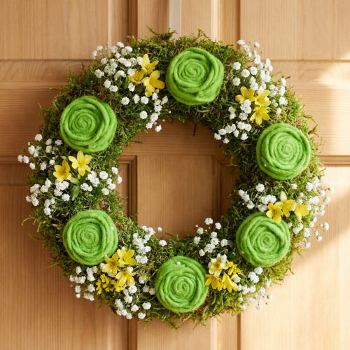Feutrine vert rose Ø6.5cm 9pcs | Floristik24.be