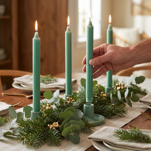 Bougies coniques PURE Bougies Wenzel vert émeraude 250/23mm 4pcs | Floristik24.be