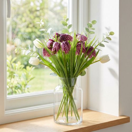 Article Fleurs en damier Fritillaria artificielles violet 29cm 6 pcs